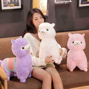 Cute 1Pc 3550Cm Cute Saddle Alpaca Plush Toys Soft Plush Alpacasso Dolls Cuddly Animal Toys ldren Birthday Gift J220729