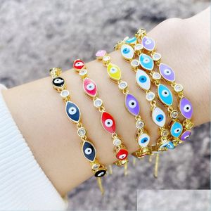 Charm Bracelets Selling Bohemian Style Enamel Oval Evil Eye Charm Bracelet Jewelry For Women Gift Drop Delivery Bracelets Dh7Lk