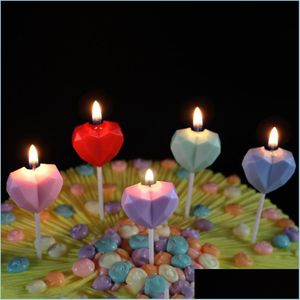 Candles Diamond Love Birthday Candle Creative Heart Shaped Smokeless Cake For Banquet Proposal Marriage Wedding Party Drop Delivery Dhqra