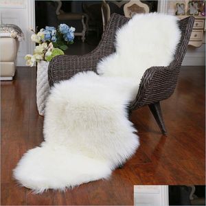 Dywany rownfur miękki sztuczny dywan owiec na salon dziecięcy krzesło sypialnia er puszysty owłosił antislip faux fur dywan mata dhnbo