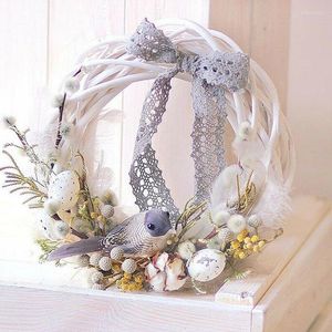 Christmas Decorations Rattan Ring White Grey Wreath Garland Hanging Wicker Vine Craft Wedding Home Window Door Ornaments Party Decor