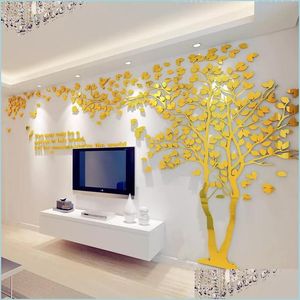 Wall Stickers 3D Acrylic Mirror Wall Sticker Diy Large Tree Living Room Tv Background Decoration Home Mural Art T200111 Drop Delivery Dhstj