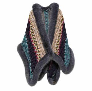 Capa de pele de coelho feminina Moda Casaco Poncho Casaco de Malha Larga Casaco Cardigã de Pele Falsa Tamanho Grande Para Primavera Inverno Outono