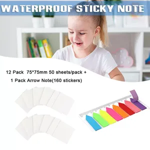 Ark Transparent vattent￤t anteckningspapper 160 Coloful Arrow Stickers Sj￤lvh￤ftande memo-skrivkuddar f￶r Scholl Office