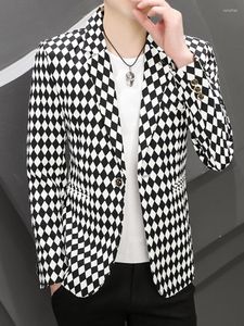 Men's Suits Men Blazers Spring British Style Houndstooth Young And Handsome Male Slim Business Casual Blazer Coat Suit Jacket Outerwear