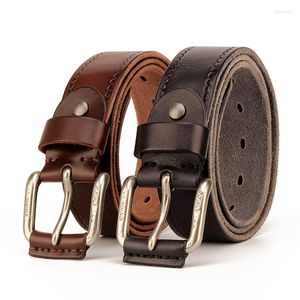 Belts SLIGOLEEE Designer Belt Men Luxury Full Grain Thick Cowhide Genuine Leather Vintage 3.8cm Masculine Soft