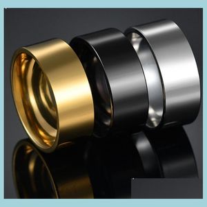 Band Rings Wholesale 30Pcs 8Mm Gold Sier Black Simple Plain Band 316L Stainless Steel Rings Fashion Jewelry Finger Ring Drop Delivery Dhjqp