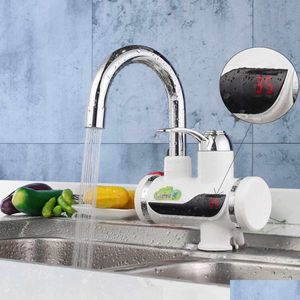 Bidet Faucets Electric Water Heater Led Digital Display Kitchen Faucet Tankless Instant Heating Mixer Tap Au Plug Household 220V 300 Dhrkv