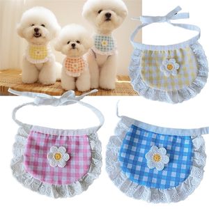 Dog Apparel Cute Pet Cat Bibs Plaid Flower for Chihuahua Scarf Small s Cats Teddy Collar Puppy Clothes Accessories 221109