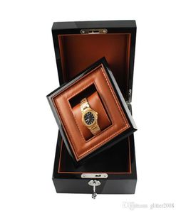 Caixa de assistência Wood sem logotipo Metal Lock Paint Brand Watch Gift Box com PU travesseiro glitter20086738450