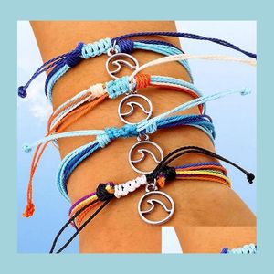 Bracelets de charme Bracelets de cera de cera mtilayer amizade pulseira de onda de onda de onda de onda ajustável para mulheres garotas presentes dhs gota dh8cr