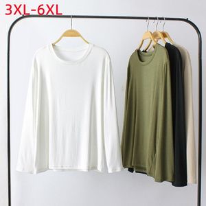 Shirt 2022 Ladies Spring Autumn Plus Size Tops For Women Large Long Sleeve Loose Elastic Cotton White T-shirt 3XL 4XL 5XL 6XL