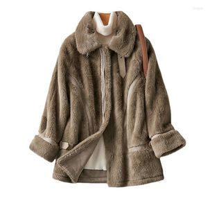 Women's Fur Spring Women Coat Long SleeveTurn Down Collar Jacket Female Warm Thick Slim Faux Coats Outerwear