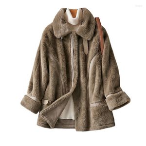 Cappotto da donna in pelliccia primaverile da donna a maniche lunghe Giacca con colletto rovesciato Capispalla femminile caldo spesso sottile finto cappotti