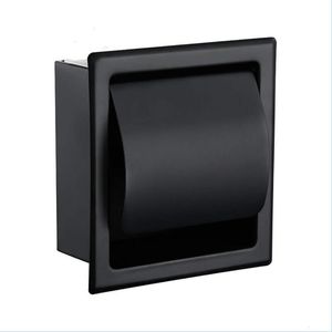 Toilet Paper Holders Black Recessed Toilet/Tissue Paper Holder All Metal Contruction 304 Stainless Steel Double Wall Bathroom Roll B Dhc9J