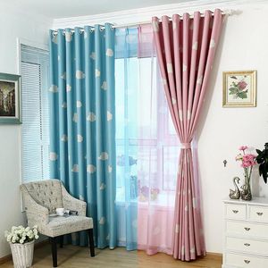 Tenda Tende a nuvola bianca per camera da letto per bambini Mantovane in poliestere rosa e blu Riduzione del rumore Bella finestra della cucina oscurante