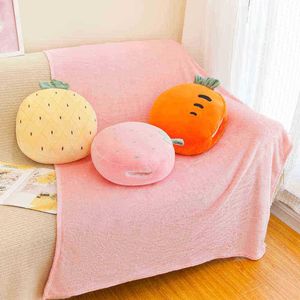 Ins 3in1 Decke Neugeborene Baby Süßigkeiten Früchte Erdbeere Karotte Bunte Regenbogen Anime Kissen Sofa Dekoration Kissen J220729