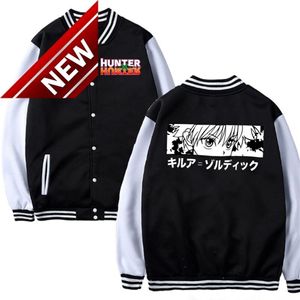 Hunter x anime czarne kurtki mężczyźni swobodny mundur baseballowy męski ciepły kurtka moda ubranie Hip Hop Streetwear245r