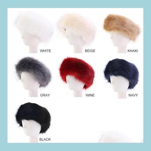 Headbands Womens Faux Fur Winter Headband Women Fashion Head Wrap Plush Earmuffs Er Hair Accessories Ship Drop Delivery Jewelry Hairj Dhxcy