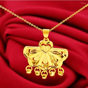 Pendant Necklaces Hi Not Fade Women 24K Gold Heart Fan Necklace For Party Jewelry With Chain Choker Birthday Gift Girl