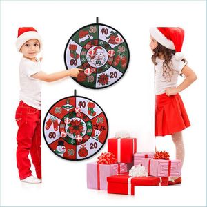 Juldekorationer Julbollar Dart Board Game Set Xmas Kids med 4 Sticky Safe Family Set Drop Delivery Home Garden Festive DH7JX