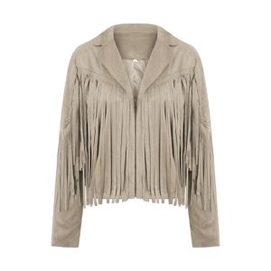 Jackets femininas IMCUTE feminino Vintage Laplagem longa Fringe Fringe Cropped Hippie Motor Biker Cardigan Outwears