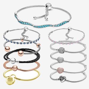 Nowa popularna 925 Sterling Silver Charm bransoletka Rose Golden Dathery łańcuch węża kobieta Pandora biżuteria akcesoria mody produkcja