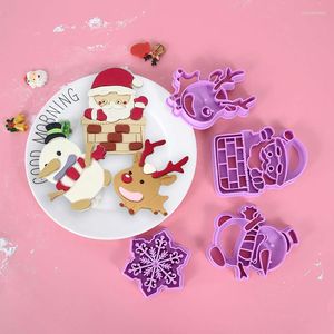 Moldes de cozimento 4pcs/conjunto de bolo de natal molde elkflake snowflake Papai Noel