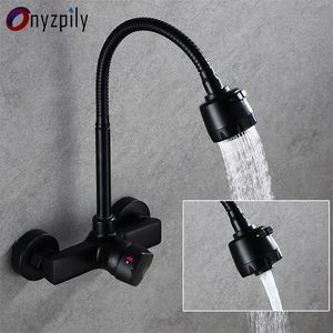 Rubinetti da cucina Onyzpily nero spazzolato a parete 2 modelli lavello acqua fredda rubinetti spruzzatore rotazione 360 221108