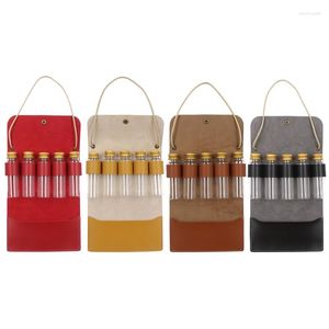 Storage Bottles Seasoning Bag With 5 Spice Jars Portable Leather Outdoor Condiment Container Bottle Holder