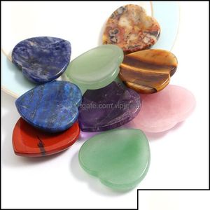 Stone Stone 20X6Mm Natural Thumb Worry Mas Palm Hand Crystal Heart Shape Gemstone Gua Sha Tool Healing Beauty Diy Decor Dhseller2010 Otbxh