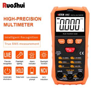 Victor 85C Multimeter 6000 Count Automatic AC/DC Voltage Continuity NCV Smart Tester TRUE RMS Flashlight Tranistor Digital Meter