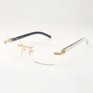 Nuove montature per occhiali Buffs 0286 con bastoncini di corna di bufalo ibridi naturali e lenti trasparenti da 56 mm 0286O Migliore qualità