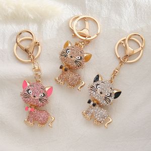 Creative Diamond Set Cute Cartoon Cat Portachiavi Gioielli di moda Borsa Portachiavi Ciondolo Animali Portachiavi Accessori regalo