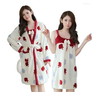 Женская одежда для сна 3811-15Pajamas Зимние двухсекционные фланелевые пижамы Женщины Осень и подтяжки ночной рубашки с длинными рукавами.