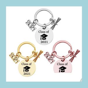 Keychains Lanyards 2021 Rostfritt st￥l Keychain Pendant Class of Graduation Season Buckle Plus Scroll Opening Ceremony Gift Nyckel R DHXTZ