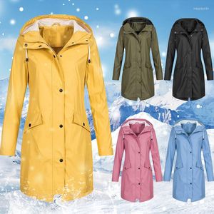 Damen Trenchcoats Damen Kleidung Regenmäntel Jacke Übergangsjacken Sonnenuntergänge Lang Herbst Winter Windjacke Wasserdicht Sport Wandern