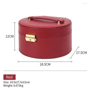 Bolsas de jóias vermelhas de couro portátil Couro de anel de casamento Pingente Bracelet Item Large Display Grande com trava