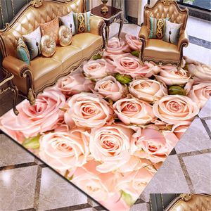 Tappeti Tappeto stampa 3D Tappeto fiore rosa Mticolor Rosa Rosso Matrimonio Antiscivolo Soggiorno Tappeto per ragazze grandi Casa T200111 Drop Delivery Dhxm0