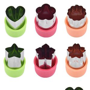 Fruit Vegetable Tools Star Heart Shape Vegetables Cutter Plastic Handle 3Pcs Portable Cook Tools Stainless Steel Fruit Cutting Die Dhfwn