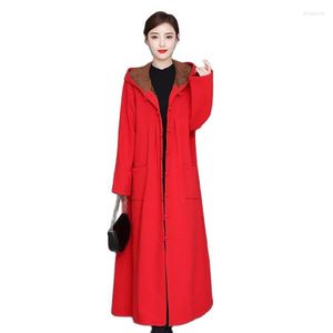 Women's Trench Coats Women Coat 2022 Autumn Winter Middle-aged Female Cotton Linen Add Velvet Thicken Long Windbreaker Women's C