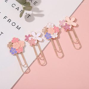 4PC Znakomite różowe kwiaty sakura metalowe zakładki Cherry Blossom Paper Clips Prywatnie biuro Materiał dekoracyjny Escolar