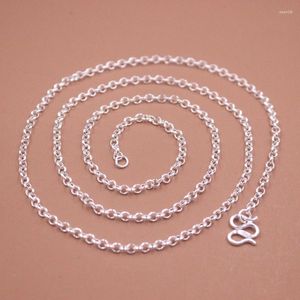 Kedjor Real Pure S999 Sterling Silver Chain Women 2,8mm Rolo Cable Link Halsband 7-8G / 60cm