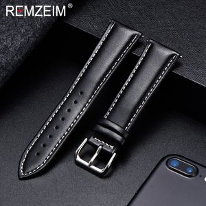 Fashion Leather Watchband Soft Material Watch Band Wrist Strap 22mm With Silver Stainless Steel Buckle