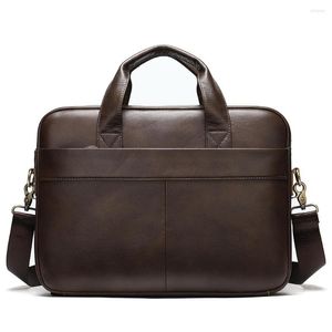 Briefcases Men's Genuine Leather Briefcase Cowhide Office Bags For Men Messenger Bag 15 Inch Laptop Business Handbags