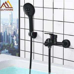 Other Faucets Showers Accs Quyanre Matte Black Bathroom Bathtub Cold Water Mixer Tap Chrome Taps 221109