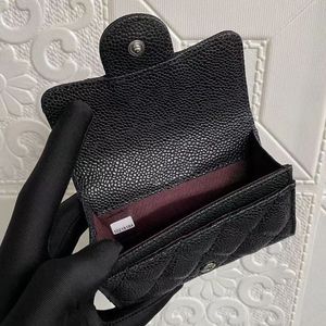 Klassisk designer caviar plånbokskorthållare äkta läder c kredit -id -kort plånbok flip väska lyx kvinnor mynt purses mens resor299q