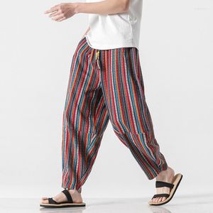 Pantaloni da uomo Abito tradizionale cinese Taglie forti Harem a righe Abbigliamento uomo Bloomers da spiaggia tailandesi Pantaloni casual oversize larghi