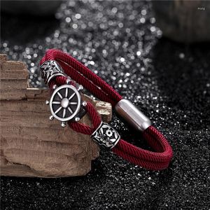 Charm Armband Mkendn Navy Men Anchor Outdoor Camping Rope For Women Rostfritt stål Magnet Smycken