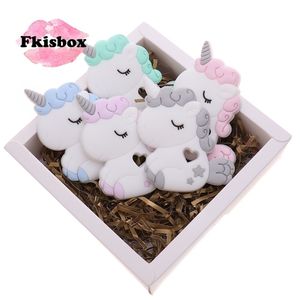 Baby Teethers Toys 10pc Silicone Unicorn Sensory Teether BPA Free Babies Teething Necklace Pendant DIY baby toy Nursing Pacifier Chain Biting Gift 221109